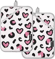 Pot Holder Pink Leopard Print Hearts, Camping Kitchen Essentials Silver Plated Quilted, Great for Cooking Baking BBQ
