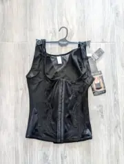 Vintage Kathy Ireland Loretta Firm Mesh Shaper Black Corset Cami