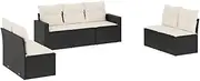 vidaxl - 7 Piece Modular Garden Sofa Set in Black Poly Rattan with Cushions, Outdoor Patio Seating with Storage Function