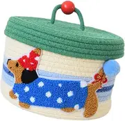 Ｂｅｓｇａ Cotton Rope Storage Basket with Lid Modern,Lightweight,Versatile,Handmade Woven Organizer Bin Dog Desktop Basket for Indoor, Style B