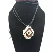 Inca Cross Pendant Necklace, Carved Stone Good Luck Necklace, Andean Chakana Cro
