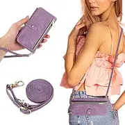 A13 A53 5G Retro PU Leather Case 9 Card Slots Zipper Pocket Handbag Case with Cross-Body Straps