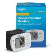 Amazon Basic Care Blood Pressure Monitor, Adult Wrist Cuff with Intelligent