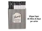 bulk 50 Rolls Gift Wrap 3.8cm Core White N Black 70x3cm