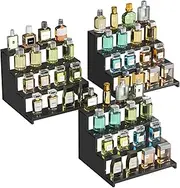 Lifewit Plastic 12 Inch Dark Cologne Stand, Step Perfume Organizer,Versatile Display Stand Shelf for Fragrance, Skincare, Figurine, Dessert, Use for Vanity, Tabletop, Cabinet,3 Sets