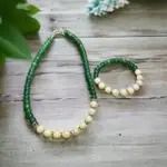 【EU CARE 歐台絲路】天然祖母綠珍珠手環項鍊組~5月幸運石安神幫助平穩心境讓人感到輕鬆愉悅帶來幸福和好運