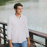 在飛比找momo購物網優惠-【NAUTICA】男裝 吸濕排汗百搭素面長袖POLO衫(白色