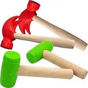 ERINGOGO 4Pcs Simulation Wooden Hammer for Mallet Playset for Pretend Play Educational Fun and and Comfortable Design