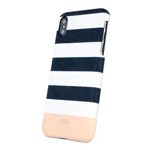 【Alto】iPhone Xs Max Denim 系列 6.5吋 皮革手機殼 - 白條紋(iPhone 保護殼)