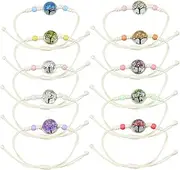[Rongxze] Pack of 10 Friendship Bracelets, Braided Friendship Bracelets, Colourful Flowers, Tree of Life, Woven Bracelets for Girls, Best Friends, Family Party Gifts, 15 centimeters, Cotton