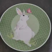 Pottery Barn Kids Green Springtime Bunny Easter Melamine Plates Set of 4