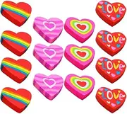 TEHAUX 96pcs Heart Erasers Love Erasers Rainbow Erasers 3D Novelty Pencil Erasers for Valentines Day Wedding Party Favors Homework Rewards Filling