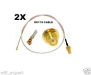 2X U.FL RG178 Mini PCI to RP-SMA Pigtail Antenna WiFi Cable 12 Inches (30cm) USA