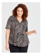 [Taking Shape] Confetti Gold Foil Luna Top in Black/Gold