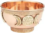 New Age Imports, Inc. Triple Moon Pentacle Copper Offering Bowl 3", Great for Altar use, Ritual use, Incense Burner, smudging Bowl, Decoration Bowl, offering Bowl -
