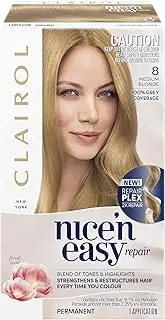 Clairol Nice'n Easy Repair Permanent Hair Colour, 8A Medium Ash Blonde, Strengthening, Natural Looking Hair Colour