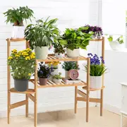 Fin Rustic 6 Tier Art Corner Wooden Plant Stand Ladder Flower Pot Display Rack Shelf