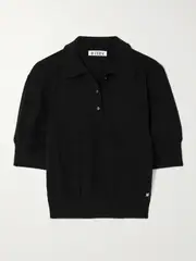 [ÉTERNE] ÉTERNE - Journey Embellished Cashmere Polo Shirt - Black - M/L M/L Black
