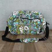 Vera Bradley Large Duffle Bag Blue Green Island Bloom Floral Double Handle Zip