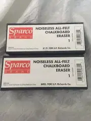 2 Sparco All Felt Noiseless Chalk Board Erasers- Dustless - Black - Felt