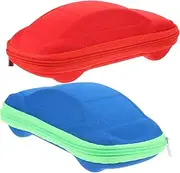 [DEARMAMY] 2pcs Es Case for Boys and Girls Eva Car Shape Glasses Case with Zipper Adorable Glasses Case for Children Random Color