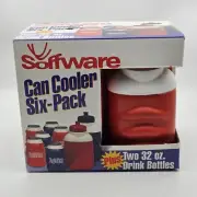 NEW! VTG SOFFWARE CAN COOLER SIX-PACK PLUS TWO 32OZ DRINK BOTTLES New In Box NOS