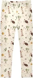 [Joisal] Cute Turtles Beige Leggings for Girls, Suitable for Girls Dance Leggings, Girls Capri Leggings, 4-10T