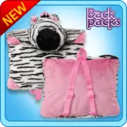 Authentic Pillow Pet Zebra Backpack for Notebooks and Tablets Plush Toy Gift