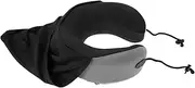 GAROZATION Hooded Neck Pillow Memory Foam Travel Neck Support for Comfortable Sleep Airplanes Cars and Offices Portable and Space Saving Design for Road Trips and Long Flights