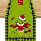 Linen Green Christmas Table Runner Merry Christmas Tablecloth Christmas Xmas