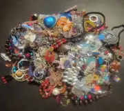 JUNK DRAWER JEWELRY LOT~ REPAIR / SCRAP / CRAFTS 3 POUNDS JD1