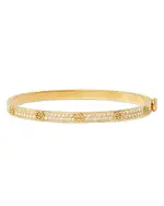Tory Burch Miller Double T & Pave Studded Bangle Bracelet in 18K Gold Plated