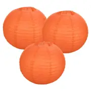 3Pcs Decorative Hanging Round Paper Lanterns 40cm/16", Orange Red