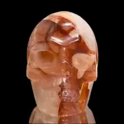 Hematoid Fire Quartz Hollow Jaw Skull Healing Crystal Carving 570g