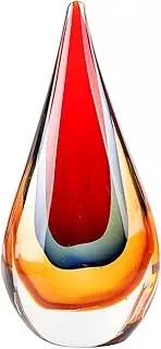 Yao Yuan Hand-Blown Murano-Style Glass Sculpture, Statue and Figurine Decor, Red