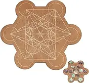 INFUNLY Crystal Grid Board Wooden Geometry Energy Grids Board Practical Divination Board for Crystals Decorative Wooden Board for Stones Geometry Solid Coaster for Home Office Store Table Decoration