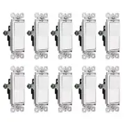 10x Single-Pole Decorator Wall Light Switch In Wall On/Off Paddle Rocker Lights