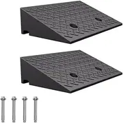 MTSDM 2 Pack Rubber Curb Ramp, 14 cm Rise Heigh Threshold Ramp with Non-Slip Surface, 19.7Inch Sidewalks Garage Ramps Stable Grid Structure for Cars, Wheelchairs, Bikes, Motorcycles, Pets, Elderly