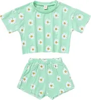 [YOUNGER TREE] Kids Toddler Baby Girls Shorts Outfits Set Leopard Print Ruffle T-Shirt Tops Short Pants Summer Clothes Set