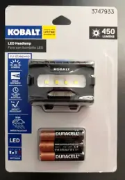 Kobalt 450 Lumens LED Headlamp with Batteries Impact resistant 60m 4-mode NEW