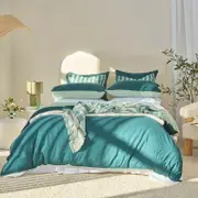 Linen Look Teal Reversible Quilt Cover Set [ESSBTTWCQC24C]