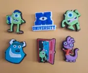 Lot Of 6 Monsters Inc Shoe Charms Mike Wazowski BOO James Sullivan