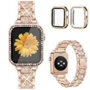 Compatible for Apple Watch Band with Screen Protector Case, Jewelry Replaceme...