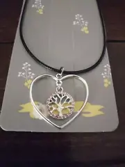Heart Tree Of Life Necklace Leather