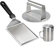 HULISEN Stainless Steel Smashed Burger Press, 6 Inch Round Burger Smasher, Griddle Hamburger Press, Non Stick Grill Press for Barbecue Flat Top Griddle Cooking, Griddle Accessories Kit, Gift Package