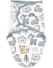[The Peanutshell] Little Haven Cotton Hooded Woodland Swaddle 0M+ in Blue