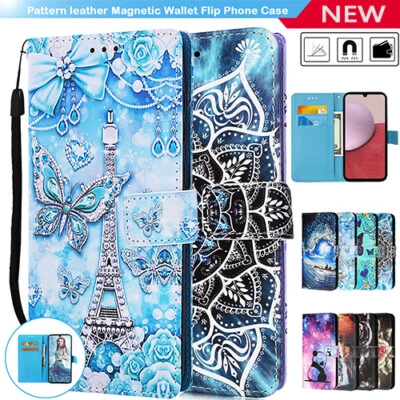 For Samsung Galaxy A20 A30 A50 A70 case,Leather Patterned Flip Wallet Case Cover