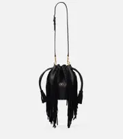 [Valentino Garavani] Valentino Garavani Nellcôte Small fringed leather bucket bag One Size black