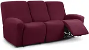 Recliner Sofa Covers Stretch for 1/2/3 Seats Jacquard Pattern Furniture Protector, Burgundy