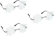 [Holibanna] 3 Pairs Rimless Snowflake Sunglasses for Christmas Party Frameless Xmas Eyewear Photo Props